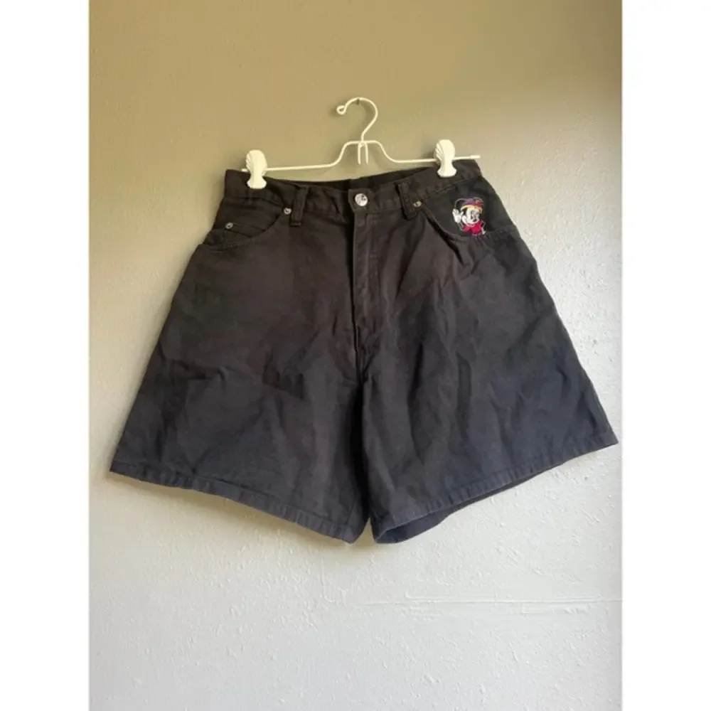 Disney Mickey Unlimited Black Denim Shorts Minnie Mouse Patch in Pocket Youth 9‎